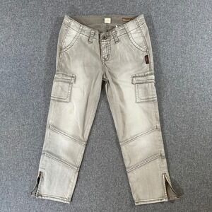Silver Jeans Light Gray Cargo Capri Pants with Ankle Zips